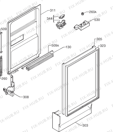 Взрыв-схема посудомоечной машины Aeg 6570W - Схема узла Door 003